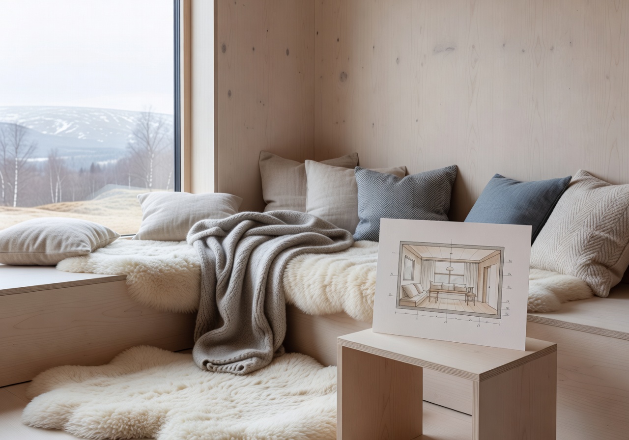Cozy Nordic corner with soft textiles and clean lines