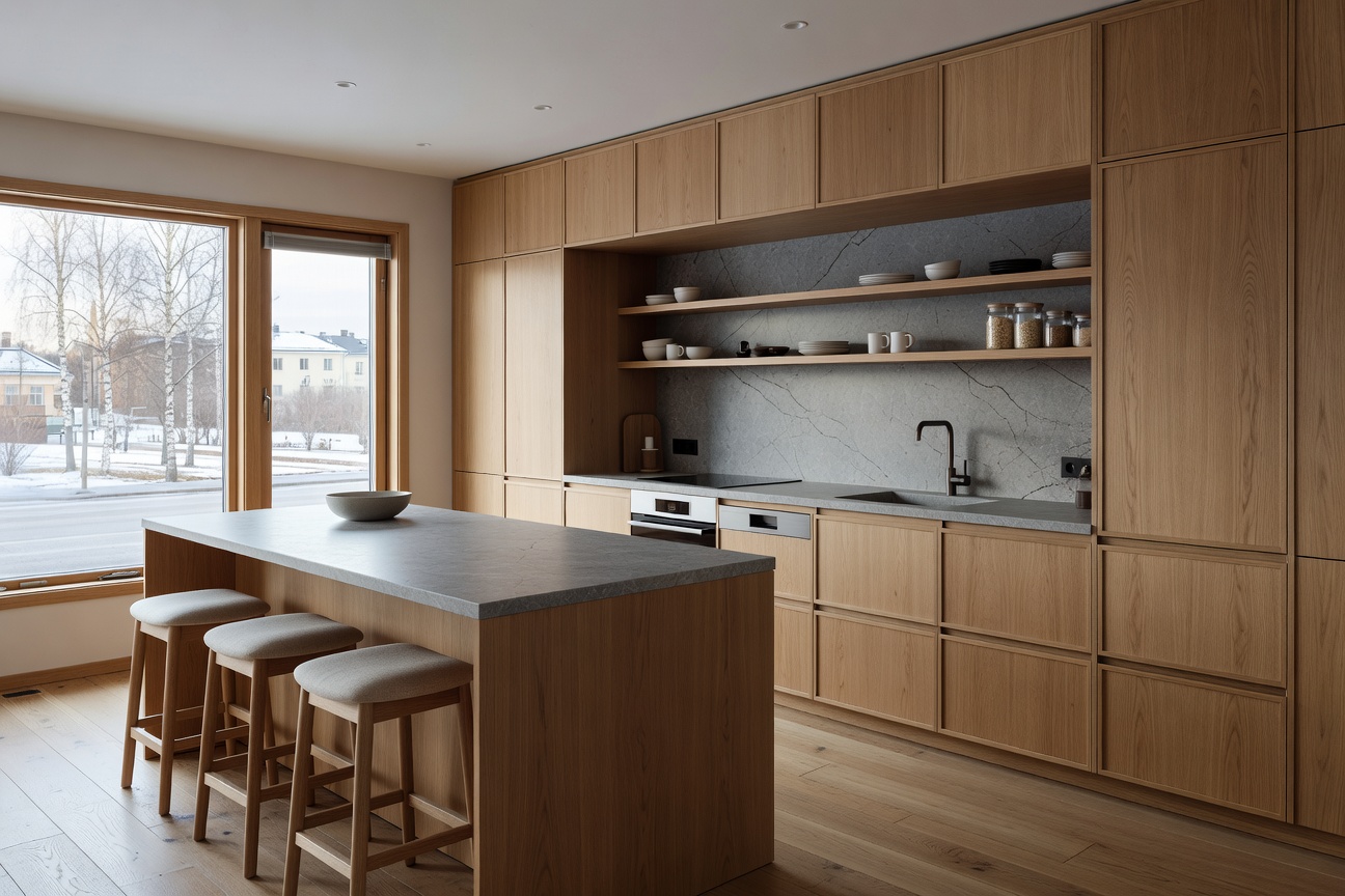 Silta Residence — Nordic kitchen in natural oak and stone